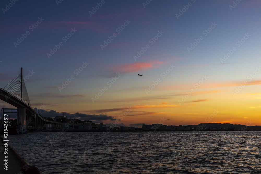 博多湾の夕日