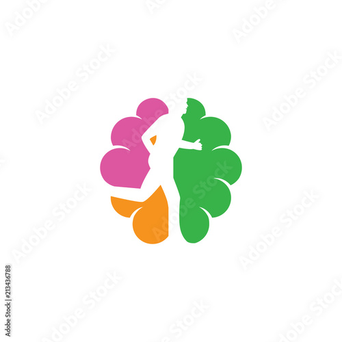 Brain healthy sport logo vector design template