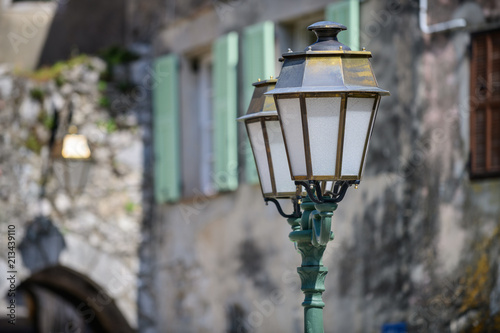 On the streets of a medieval village Gorbio. French Riviera. Cote d'Azur.