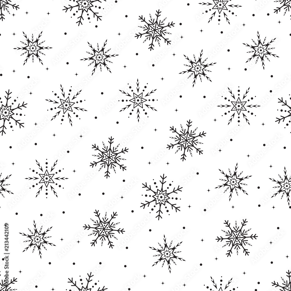 Vector seamless pattern of black snowflakes. Vector seamless pattern of black snowflakes.