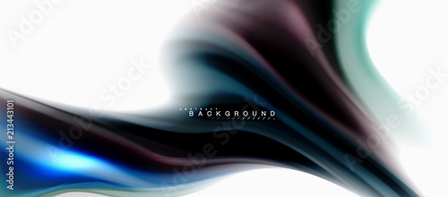 Fluid liquid mixing colors concept on light grey background, curve flow, trendy abstract layout template for business or technology presentation or web brochure cover, wallpaper