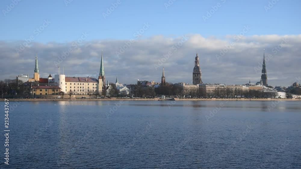 Riga, capital of Latvia across Daugava river. Riga, capital of Latvia across Daugava river.