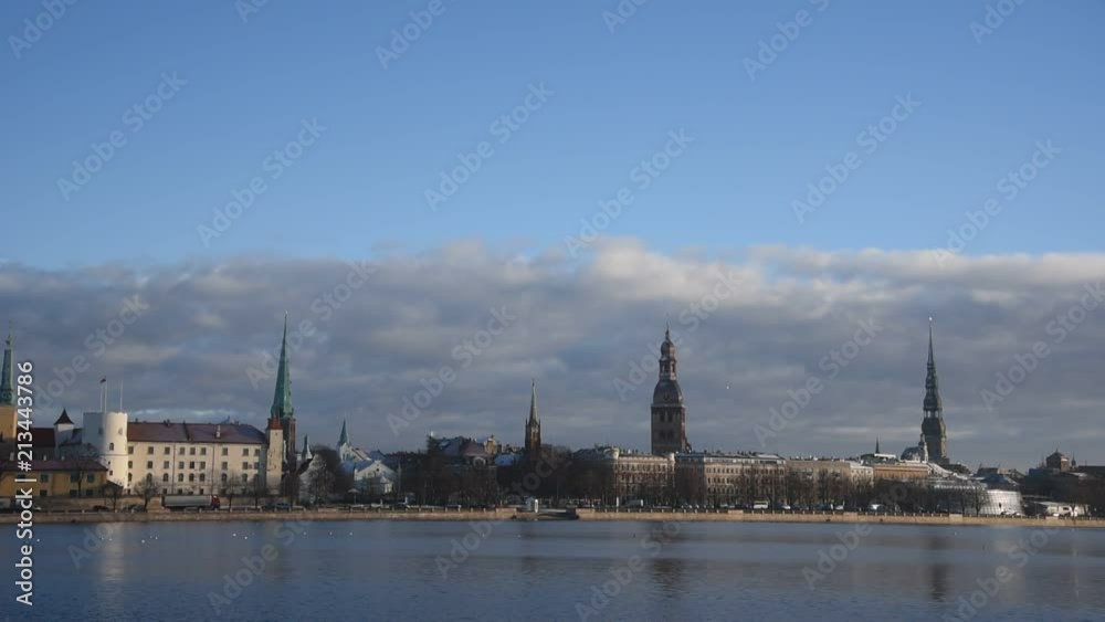 Riga, capital of Latvia across Daugava river. Riga, capital of Latvia across Daugava river.
