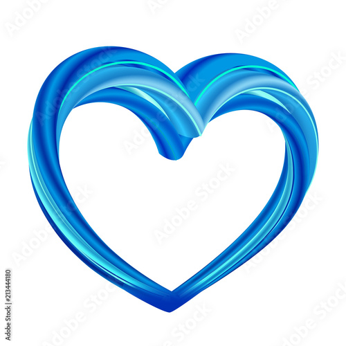 Charity icon heart 3d vector illustration. Care, help and charity logo concept. Bold blue heart as a symbol of love, support and understanding