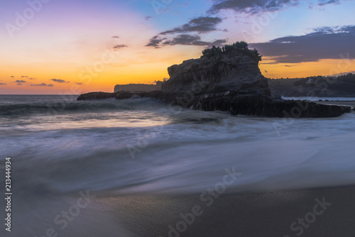 Klayar beach in long exposure shot and golden hours  East Java  Indonesia  May 2018