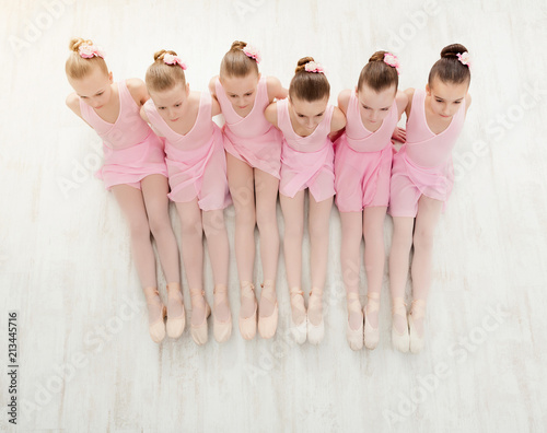 Little girls dancing ballet in studio