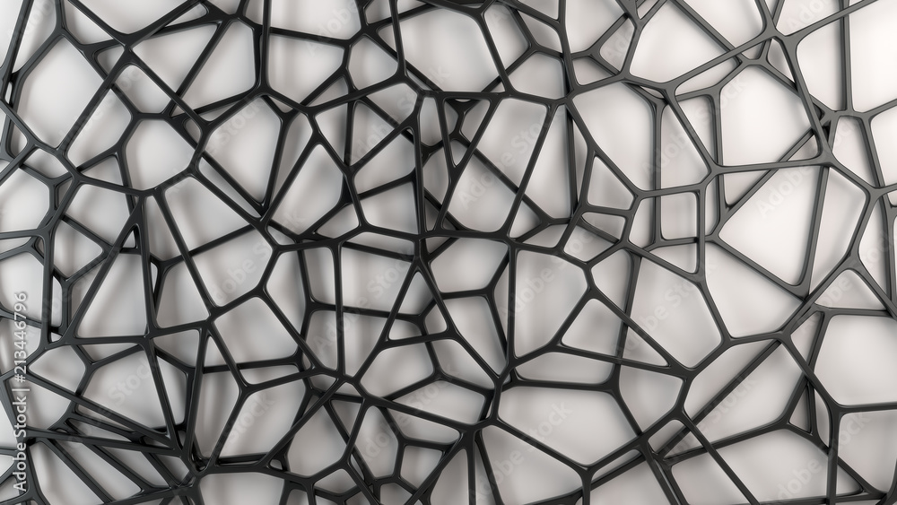 Fototapeta Abstrakcyjna ciemna kratownica 3D na jasnym tle