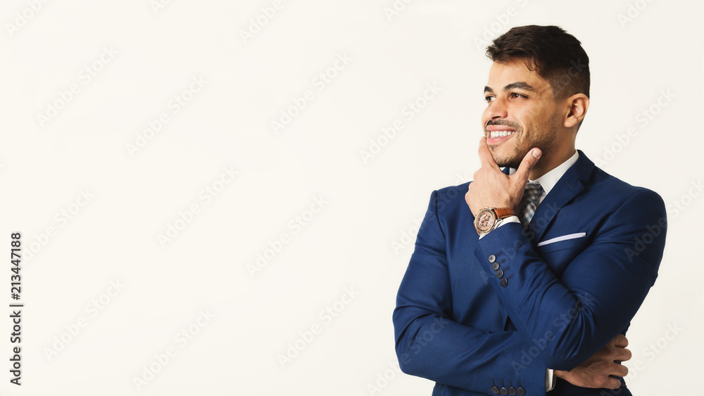 Successful arab businessman at white background, copy space Successful arab businessman at white background, copy space