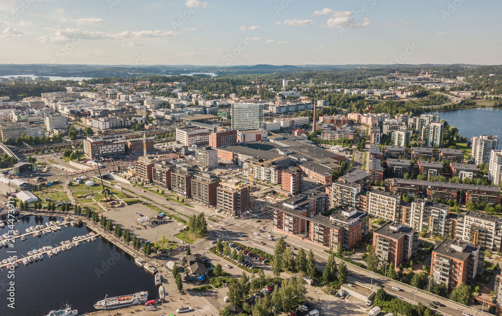 Aerial view of Jyvaskyla, town in central Finland