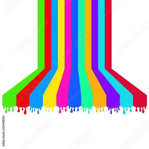 Colorful dripping paint on white background, stock vector illustration