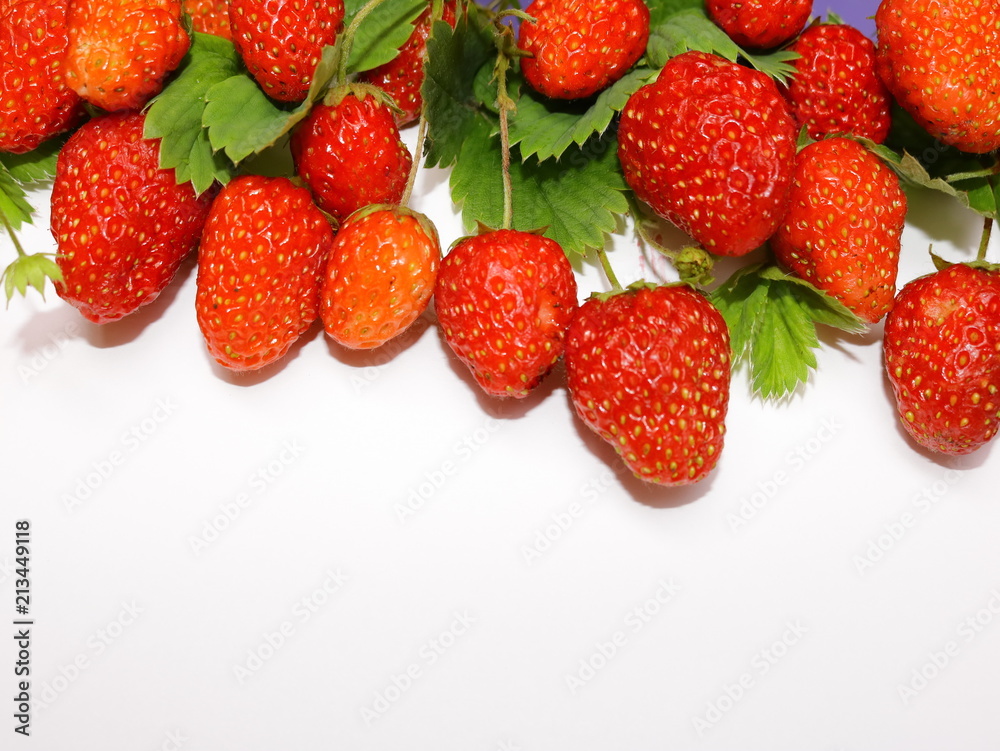 Strawberry ripe red ripe in isolated white-on-white background