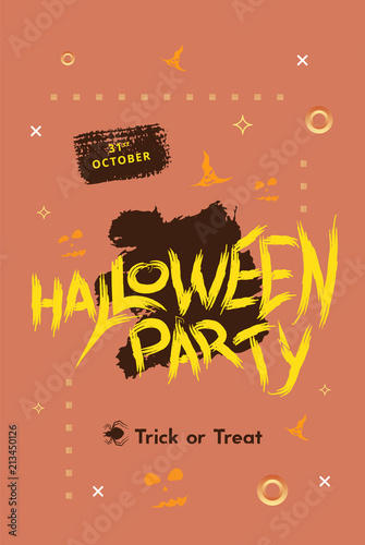 Happy Halloween Party flat poster. Vector illustration.