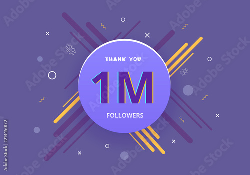 1M followers thank you post for social media. Vector illustration.