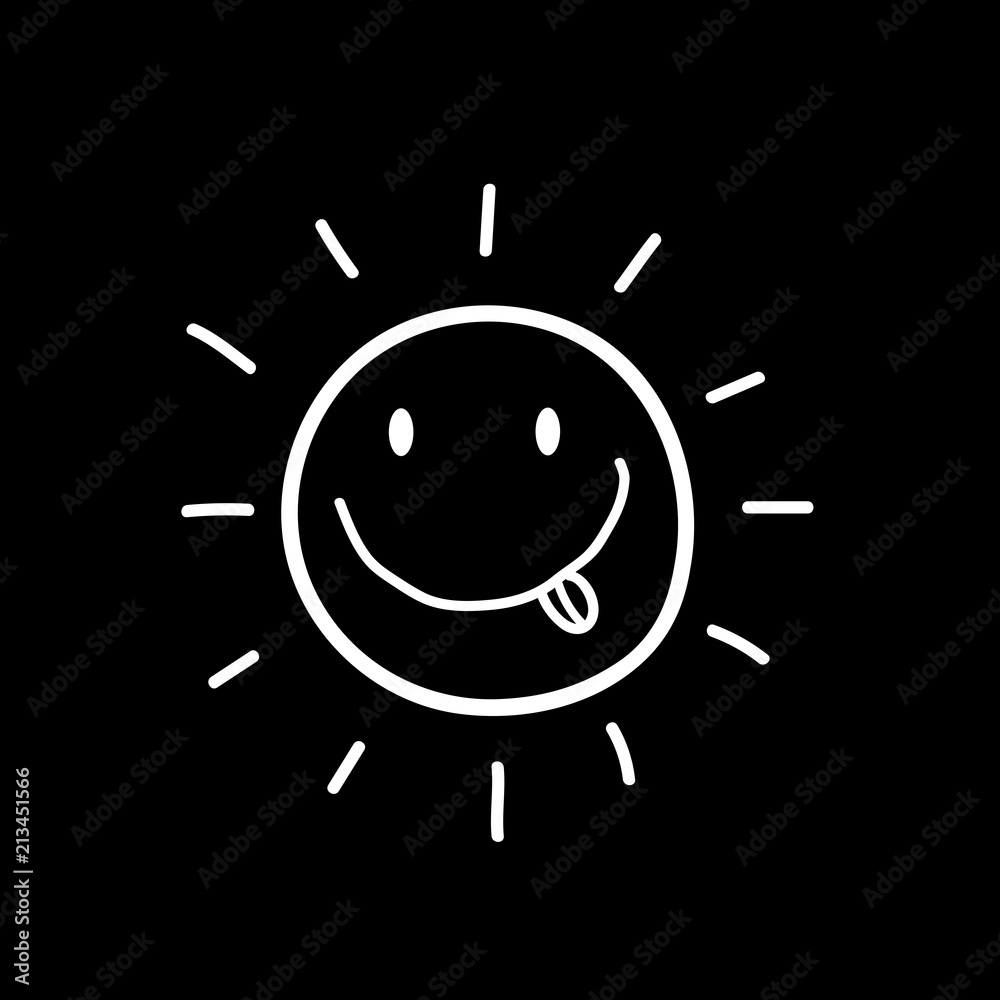 hand drawn smiling sun with tongue out icon hand drawn smiling sun with tongue out icon