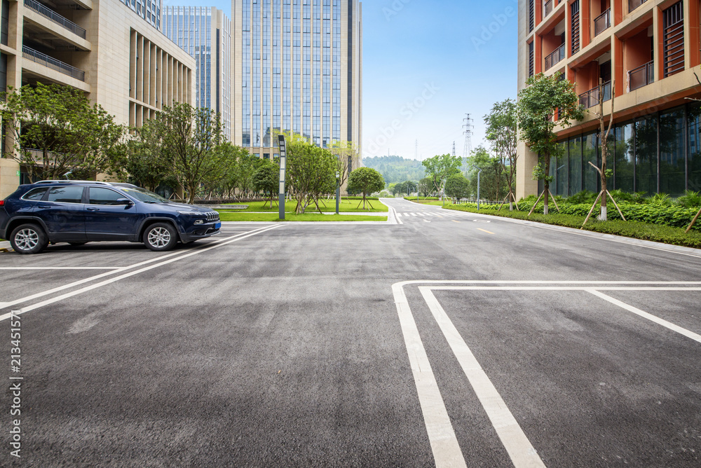 Obraz premium Outdoor parking lots and modern urban buildings 
