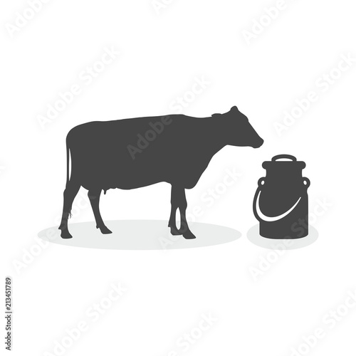 Milk can and cow icon