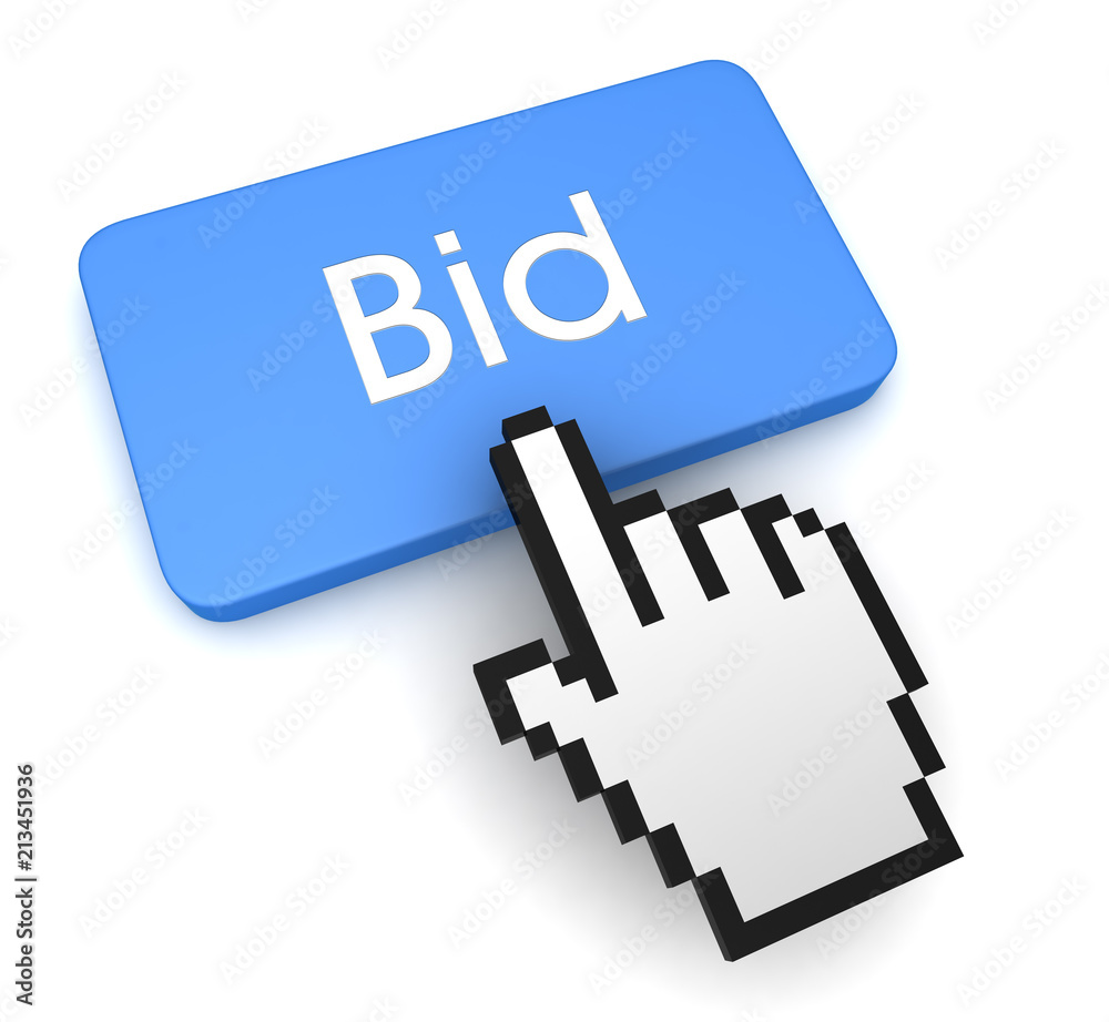 bid button concept 3d illustration bid button concept 3d illustration