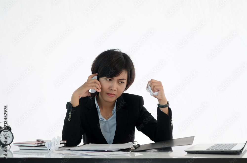Employees to think and not work with stress on white background. Employees to think and not work with stress on white background.