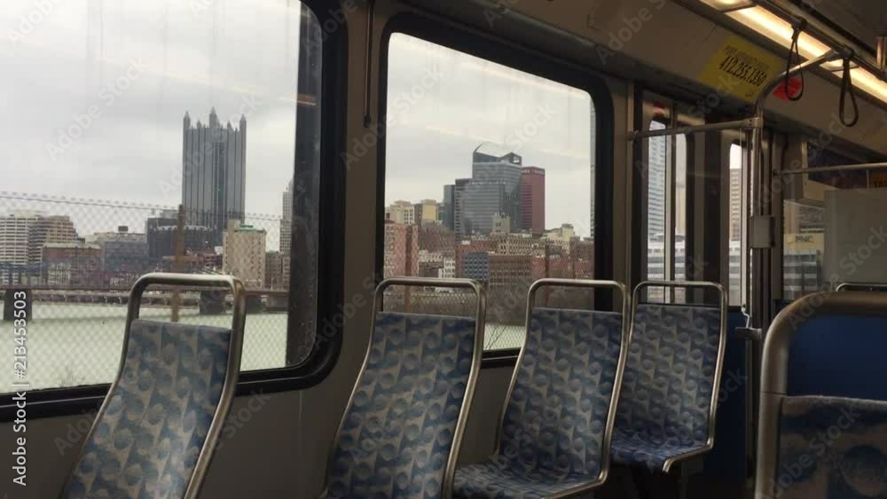Subway train ride into the city of Pittsburgh Subway train ride into the city of Pittsburgh