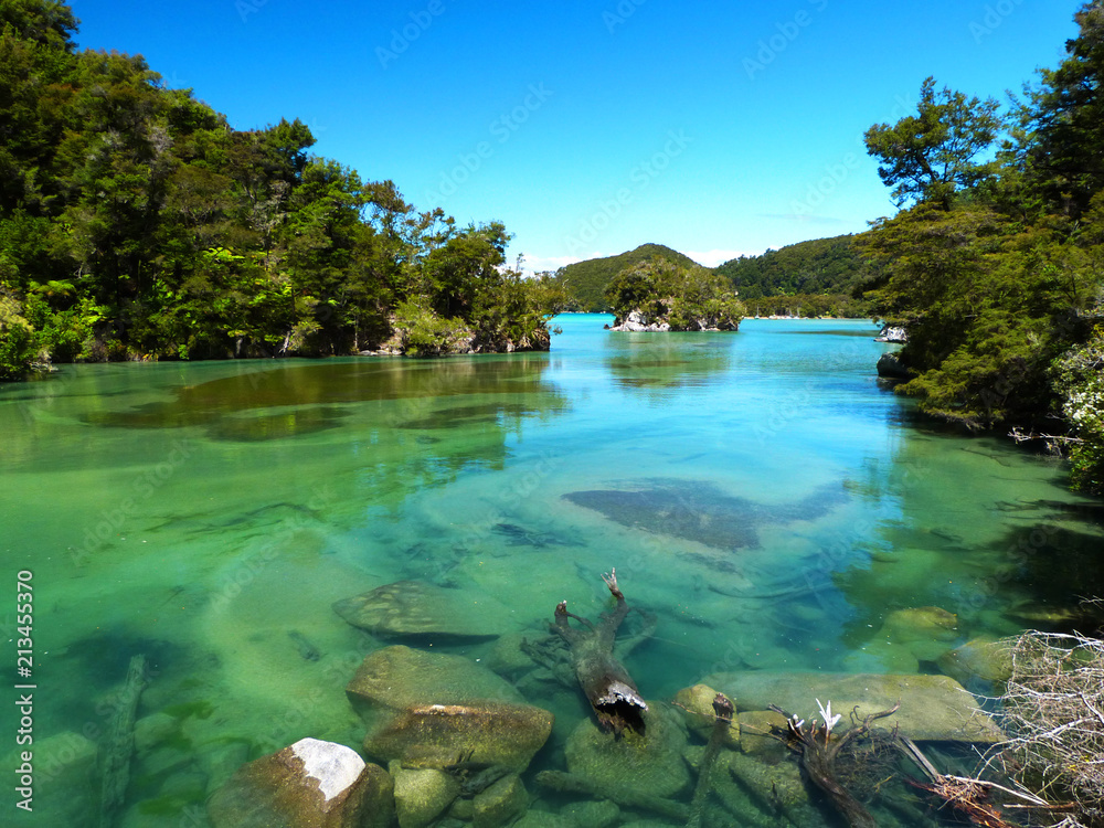 Lagoon with clear water, Abel Tasman National Park, New Zealand