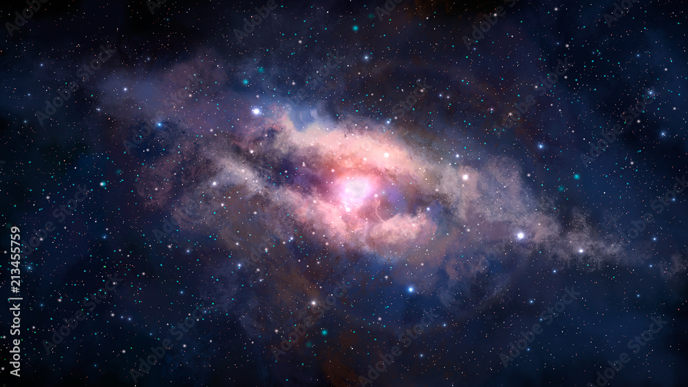 Space scene. Colorful nebula, milky way with stars. Elements furnished by NASA. 3D rendering