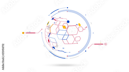 futuristic globe data network elements abstract background