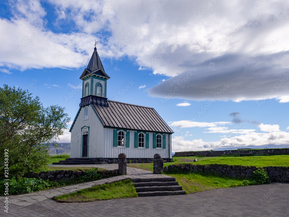 Church in Þingvellir National Park on Golden Circle in Iceland