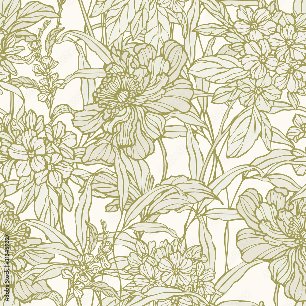 Fototapeta premium Seamless pattern with poppy flowers