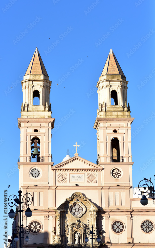 San Antonio church in Cadiz, Spain as viewed from Plaza San Antonio