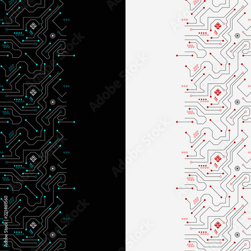 Seamless circuit pattern. High-tech vector electronic background.