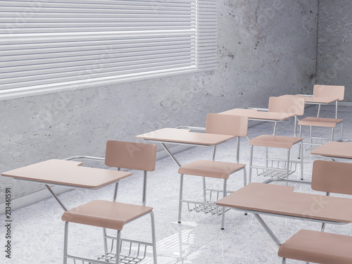 Modern classroom, desk 3d rendering © radmila85