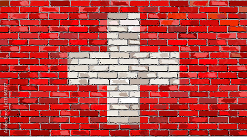 Switzerland map on a brick wall - Illustration, 
Grunge map and flag of Switzerland on a brick wall, 
Switzerland map with flag inside