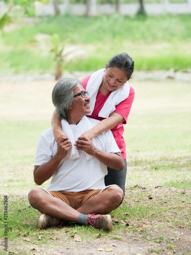 Senior couple lover running in Park.Health care concept. Senior couple lover running in Park.Health care concept.
