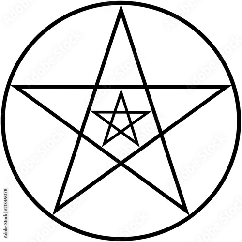 Outline drawing of pentagram for coloring and meditation