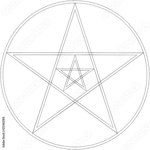 Outline drawing of pentagram for coloring and meditation