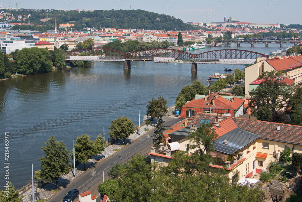 View of the Prague Castle from Vysehrad in Prague
