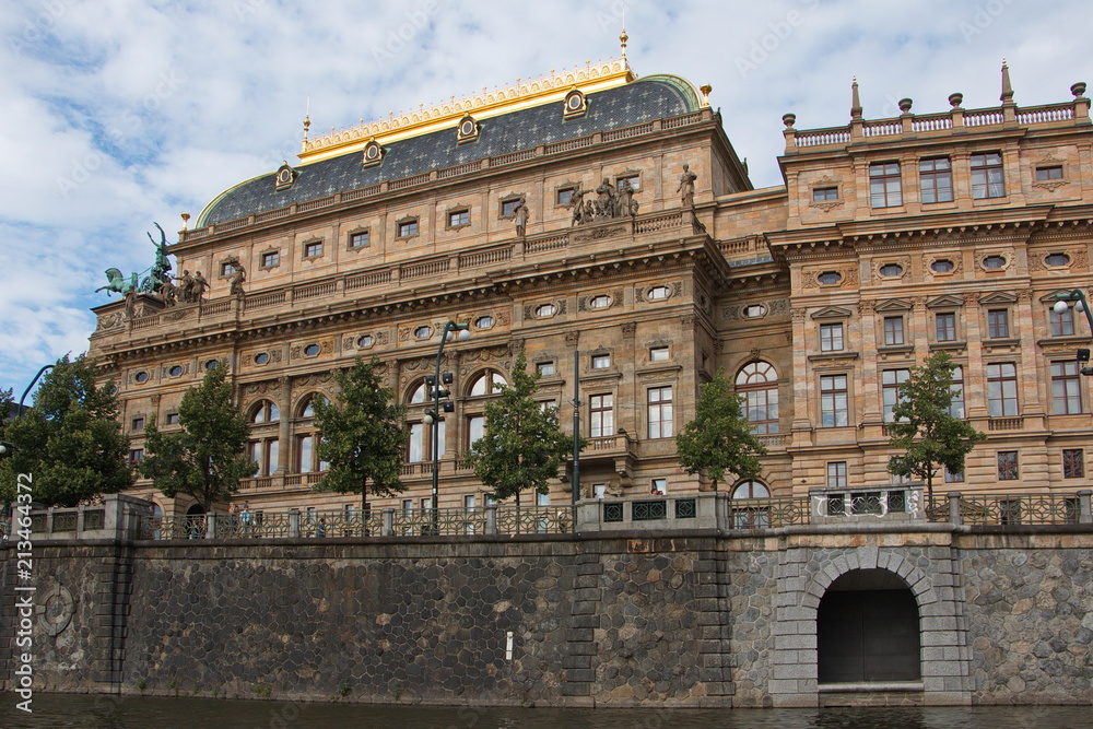 National Theater in Prague from a boat on the river Vltava
