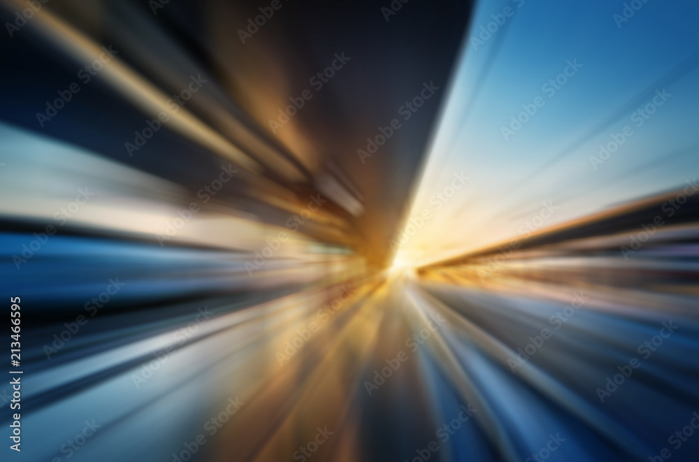 Abstract motion blur image of Venice city rail station. Concept blur backround on transport, business, industry, travel topic.