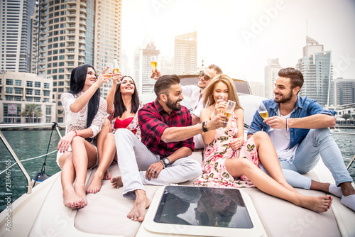 Photography People celebrating on a yacht