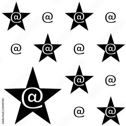 Pattern with five-pointed stars and email signs