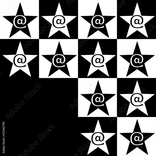 Pattern with five-pointed stars and email signs