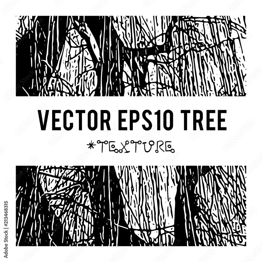 The vector silhouette of a tree for the background with natural foliage textures and eco grunge items for the creation of design banners, music cover, wallpapers,  flyers, websites.