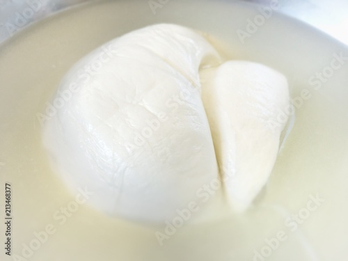 Fresh Italian mozzarella cheese dipped in the rennet