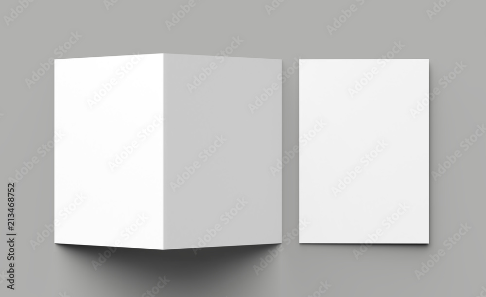 A4 size single pocket reinforced folder mock up isolated on gray background. 3D illustration. A4 size single pocket reinforced folder mock up isolated on gray background. 3D illustration.