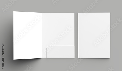 A4 size single pocket reinforced folder mock up isolated on gray background. 3D illustration.