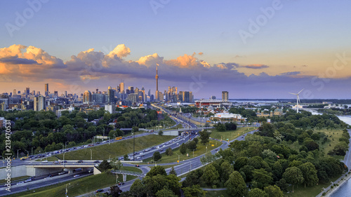Aerial view of Toronto city from above, Toronto, Ontario, Canada