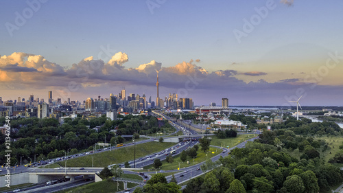 Aerial view of Toronto city from above, Toronto, Ontario, Canada