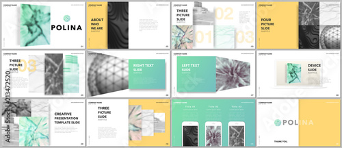 Minimal presentations design, portfolio vector templates with elements on white background. Multipurpose template for presentation slide, flyer leaflet, brochure cover, report, marketing, advertising.