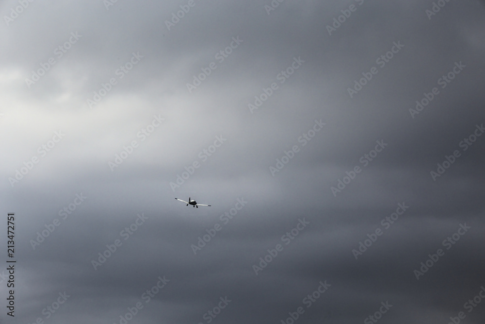 Obraz premium Small airplane takes off LFEY, Yeu Island airfield, France.