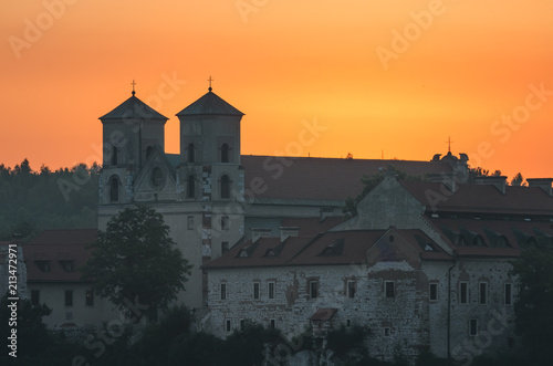Sunrise over Tyniec abbey in Krakow  Poland